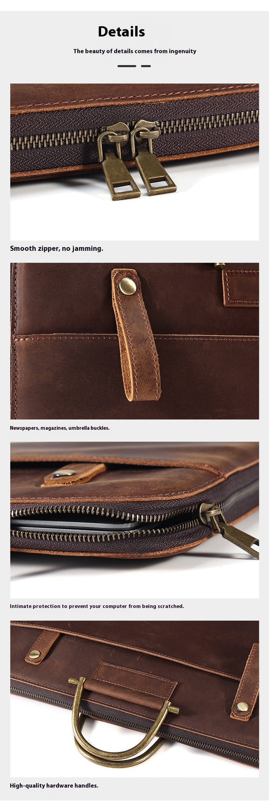 Maletín Ejecutivo de Cuero Crazy Horse para Hombre - Bolsa Portacomputadora - Image 15