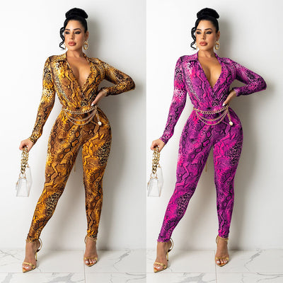 Jumpsuit Ajustado Estampado Serpiente Manga Larga - Image 18