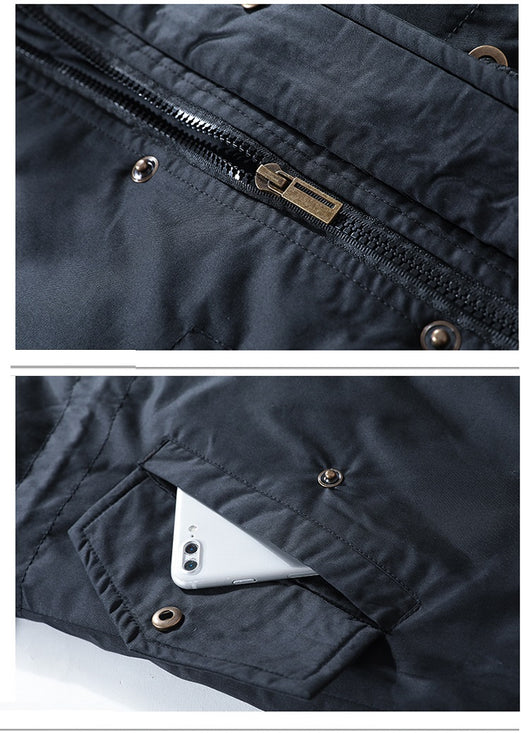 Abrigo de Algodón para Hombre con Cuello de Piel Sintética - Image 10