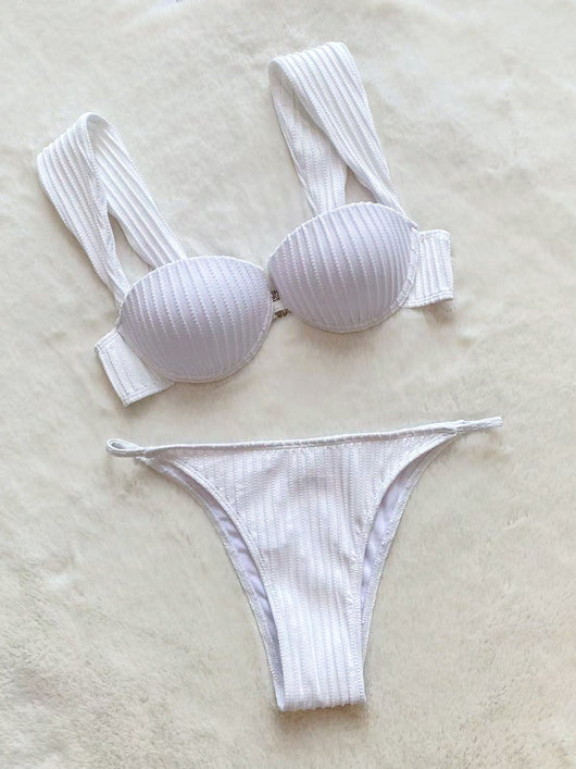Bikini Levantador de Talle Alto Liso Estilo Europeo y Americano - Image 13