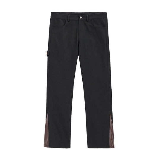 Pantalones Cargo Rectos en Cuero y Tela Twill - Image 5