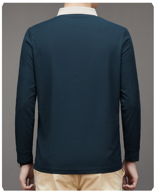 Polo Ejecutivo Otoño Hombre - Camisa Básica Cuello Solapa Color Sólido - Image 10