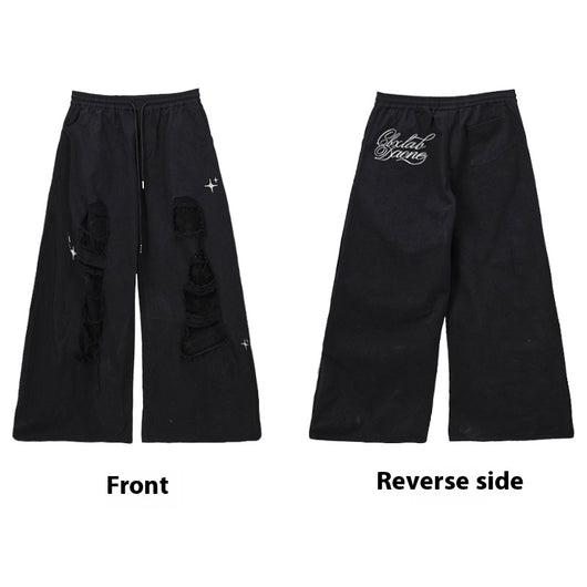 Pantalones Casuales Rotos con Parches Denim para Bailar - Image 3