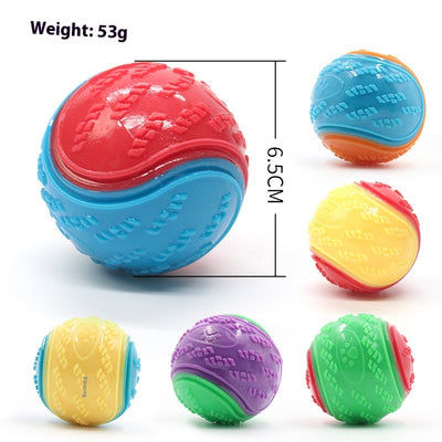 Orange and blue two-tone pet toy ball with textured surfaces for dog molar cleaning and training. - Image 4