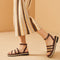 Sandalias Retro con Tira Cruzada y Tacón Grueso para Mujer