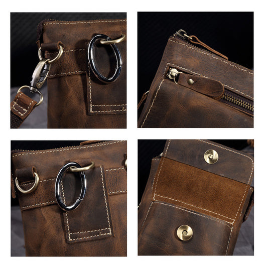 Bolso Bandolera de Cuero Crazy Horse Hecho a Mano para Hombre - Image 3
