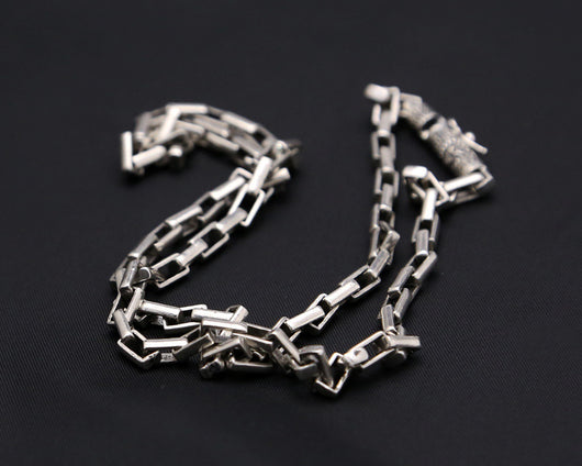 Collar Cadena Gruesa Plata Thai S925 Vintage para Hombre - Anillo Retenedor Mineral - Image 8