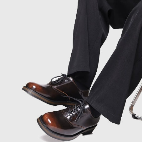 Zapatos de Cuero Bicolor con Suela Gruesa para Hombre - Casual y Profesional