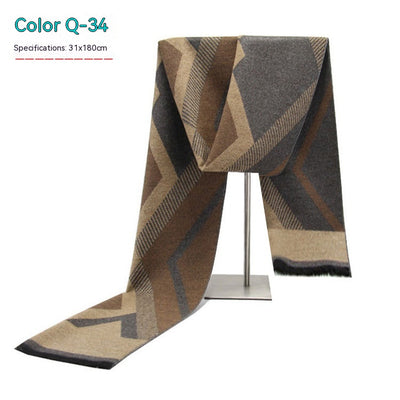 Bufanda de Invierno Rayada en Cashmira Artificial para Hombre - Image 34
