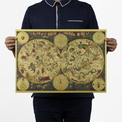 Mapa de Constelaciones Antiguas - Lámina Decorativa 12 Zodiacos en Papel Kraft - Image 10