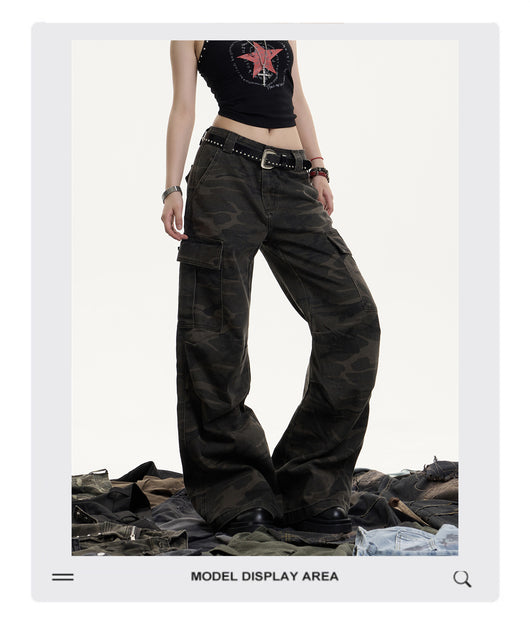 Pantalones Cargo Retro Camuflaje para Mujer - Corte Recto Oversized - Image 9