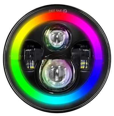 Faro LED 7 pulgadas con Ojos de Ángel Multicolor para Vehículos 4x4 y Modificaciones - Image 4