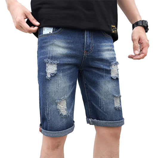 Shorts de Mezclilla para Hombre Estilo Coreano con Detalles Rotos - Image 8