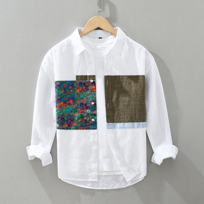 Camisa Holgada Hombre Joven Diseño Casual en Algodón y Lino