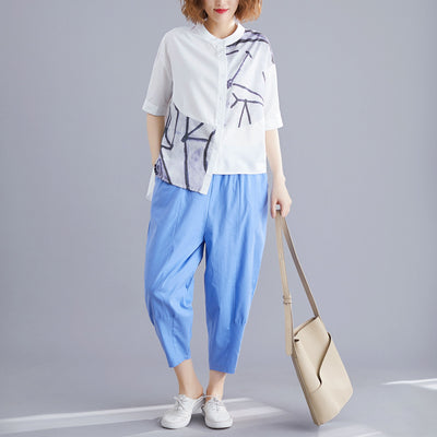 Conjunto de Lino Mujer Talla Grande: Blusa Chiffon y Pantalón Ancho Casual - Image 11