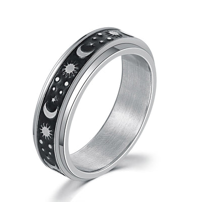 Anillo Giratorio Doble de Acero Titanio para Hombre