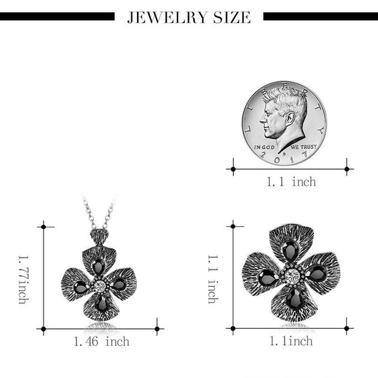 Conjunto de Collar y Aretes Trébol de Cuatro Hojas Estilo Retro - Image 9