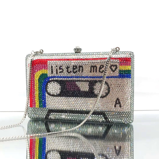 Bolso de Noche Clutch Cassette con Cristales para Mujer - Image 8