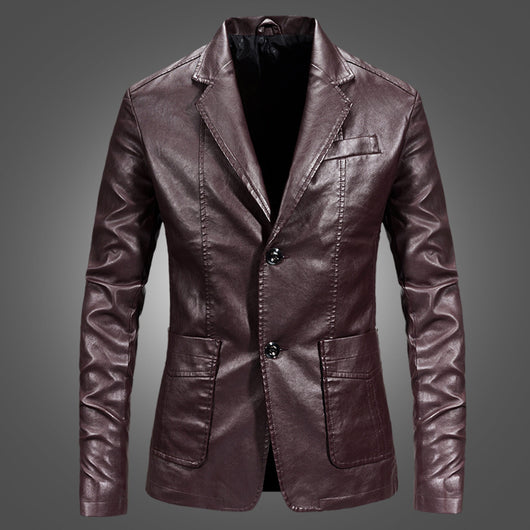 Blazer de Cuero Slim Fit Primavera para Hombre - Image 9