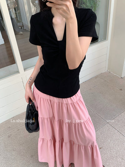 Blusa Básica Mujer con Nudo en V - Camiseta Versátil para Cualquier Ocasión - Image 28