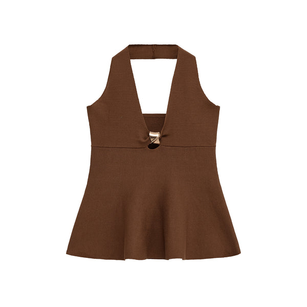 Top Halter Ajustado para Mujer con Cuello Anudado