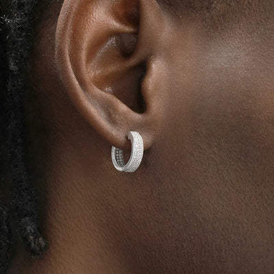 Aretes de Plata S925 con Diamantes Completos para Hombre - Estilo Hip-hop - Image 2