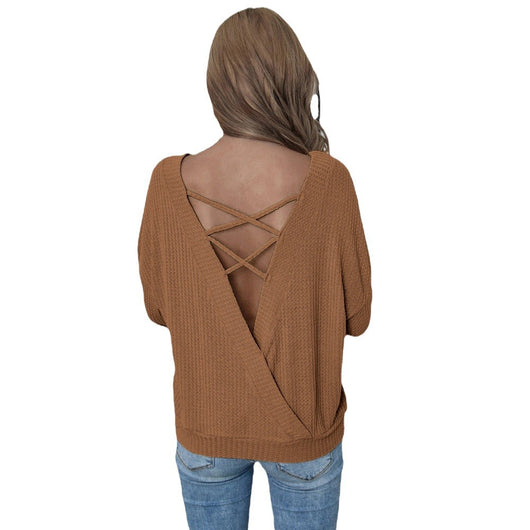 Suéter Suelto Backless de Manga Larga para Mujer - Image 4