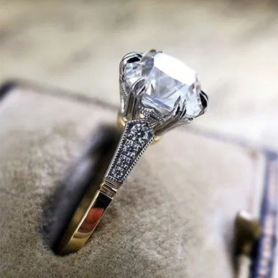 Anillo de Mujer Chapado en Latón Bicolor con Circón - Image 2