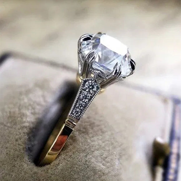 Anillo de Mujer Chapado en Latón Bicolor con Circón