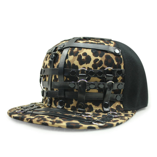 Gorra Punk Hip Hop Cuero X Cuero Visera Plana Unisex - Image 3