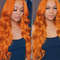 Flequillo de Cabello Real Estilo Cortina Naranja Europeo Americano