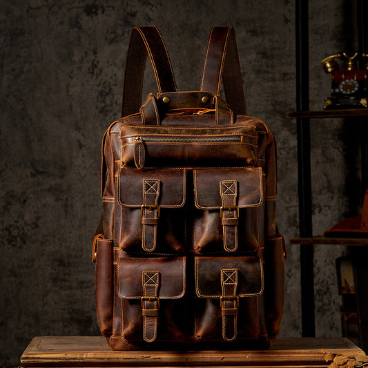 Mochila de Cuero Vintage para Viajes y Aventuras al Aire Libre - Image 2