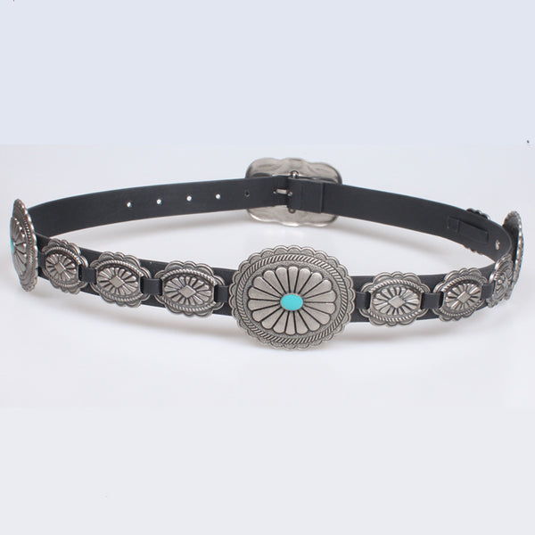 Cinturón Retro Ancho para Mujer con Accesorios Denim