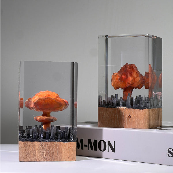 Lámpara Nocturna Decorativa Explosión Atómica - Artesanía en Resina