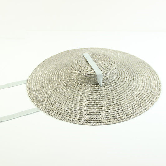 Sombrero de Paja con Ala Ancha y Cinta Decorativa para Playa - Image 2