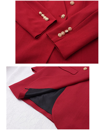 Blazer Doble Abotonado Talla Grande para Mujer - Corte Otoñal sin Cuello - Image 4