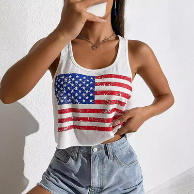 Chaleco Estampado sin Mangas - Top Ajustado Leisure para Mujer