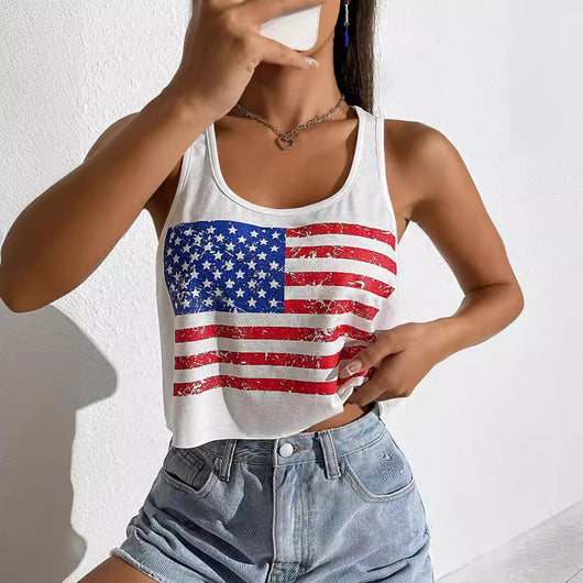 Chaleco Estampado sin Mangas - Top Ajustado Leisure para Mujer