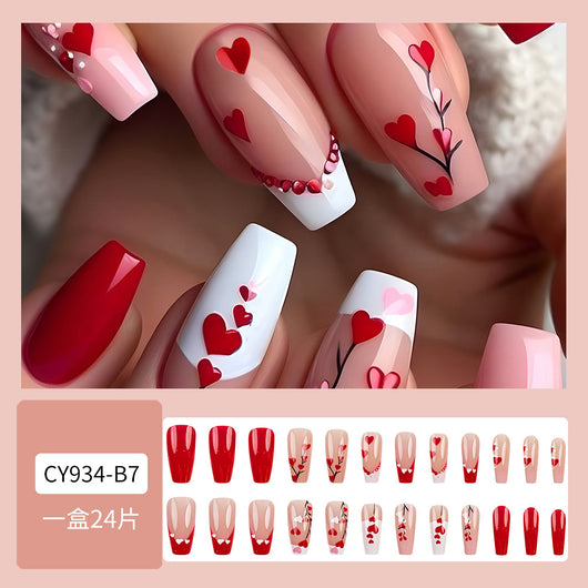 Adhesivos de Uñas Corazón Rojo Largo - Image 6