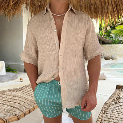 Camiseta Casual Hombre Algodón Lino Manga Corta Suelta - Image 3