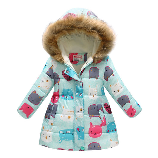 Chaqueta de Algodón Acolchada con Cuello de Pelaje y Capucha - Diseño Cartoon Infantil - Image 20