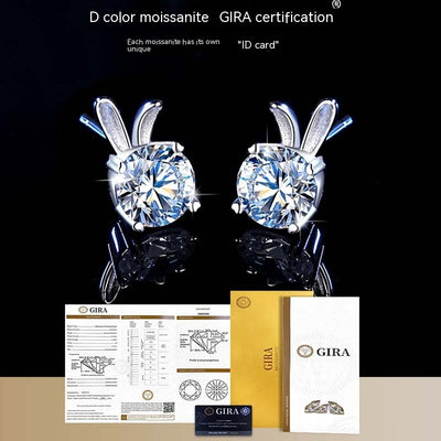 Aretes de Moissanita Conejo en Plata de Ley para Mujer - Image 4