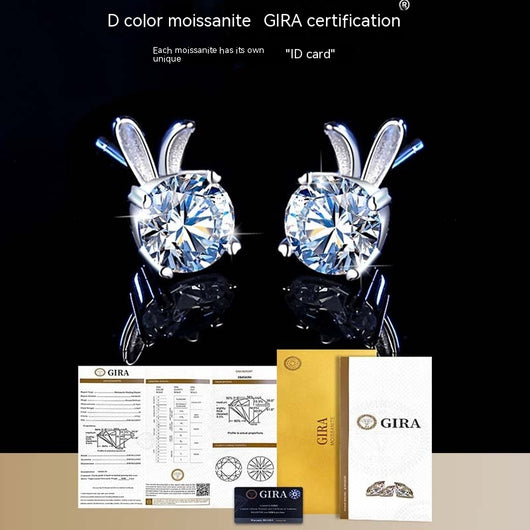 Aretes de Moissanita Conejo en Plata de Ley para Mujer - Image 4