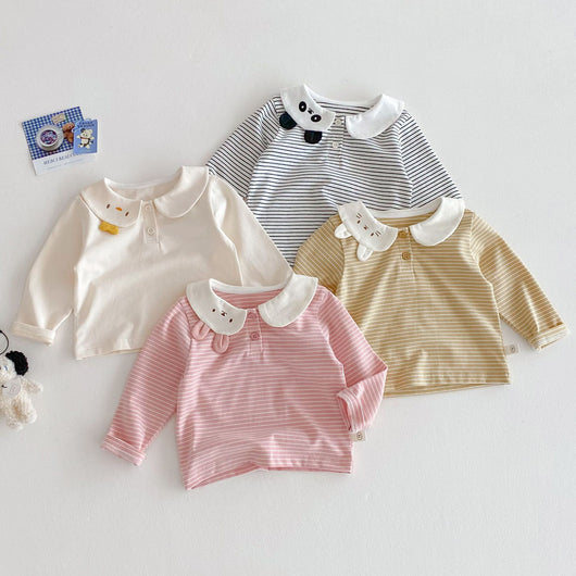 Camiseta Rayada con Diseño Cartoon para Bebé Niña 0-5 Años - Image 2