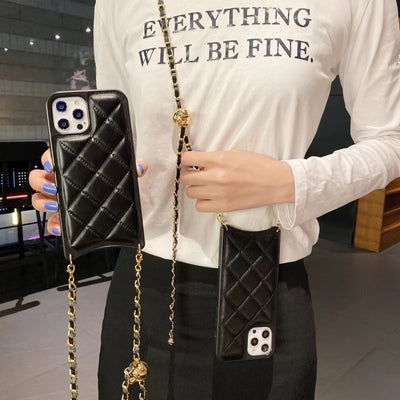 Funda Celular con Diseño Geométrico y Correa de Mano Ajustable