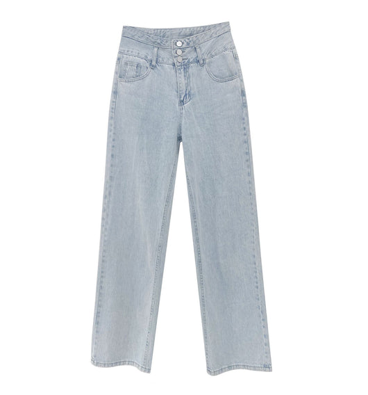 Jeans Retro Talle Alto con Botones - Corte Recto y Suelto - Image 3