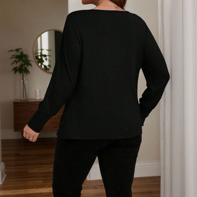 Blusa Interior Elegante Cuello Drapeado V-Neck Estilo Francés Negro - Image 2