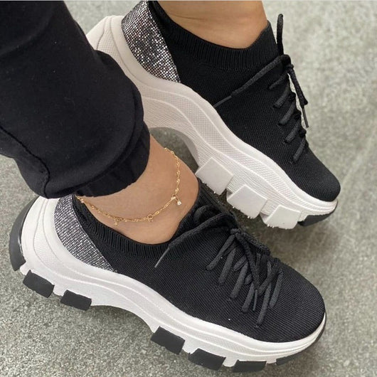 Zapatillas Deportivas Plataforma Mujer con Tejido Volador y Cordones - Image 6