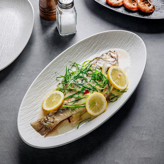 Plato Ovalado de Cerámica para Pescado