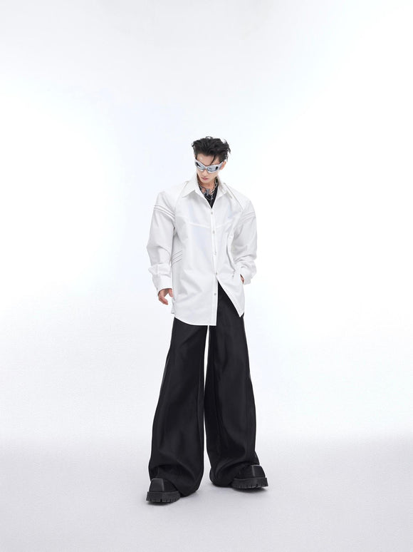 Camisa Acolchada con Diseño de Pliegues Tridimensionales para Hombre